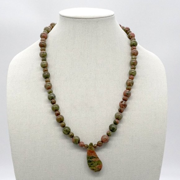 My Bead Emporium Jewelry - Necklace  Unakite Stones Green Red